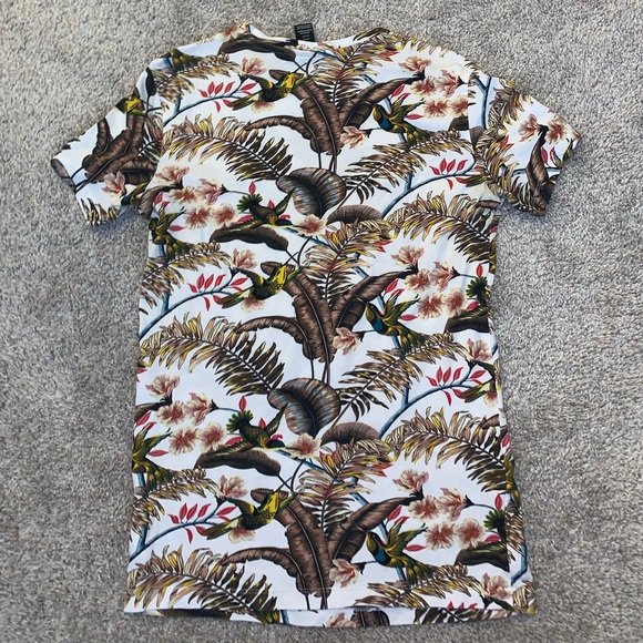 H&M White & Brown Bird Shirt size XS - Picture 8 of 9